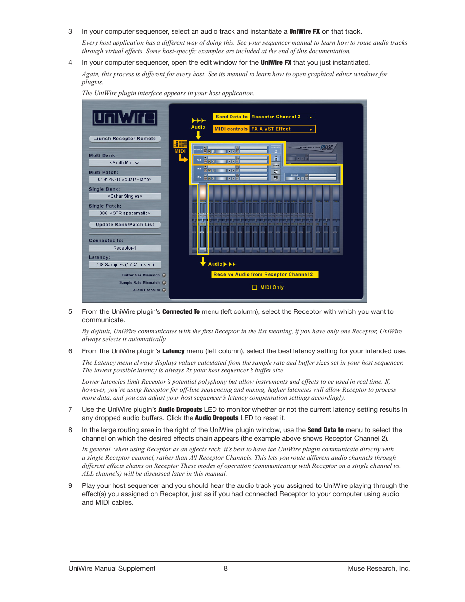 Muse Research UniWire manual supplement User Manual | Page 8 / 38