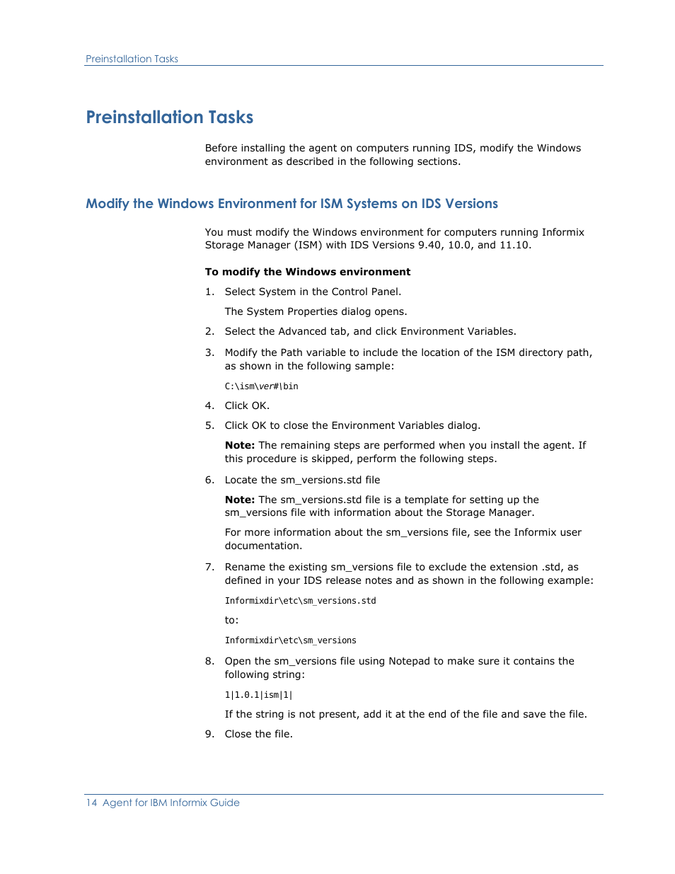 Preinstallation tasks | CA Technologies Agent for IBM R12.5 User Manual | Page 14 / 54
