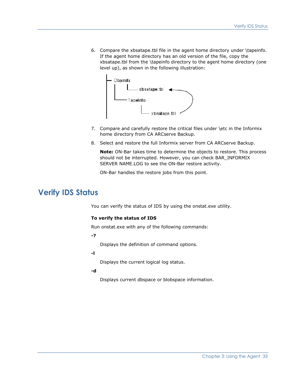 Verify ids status | CA Technologies Agent for IBM R12.5 User Manual | Page 33 / 54