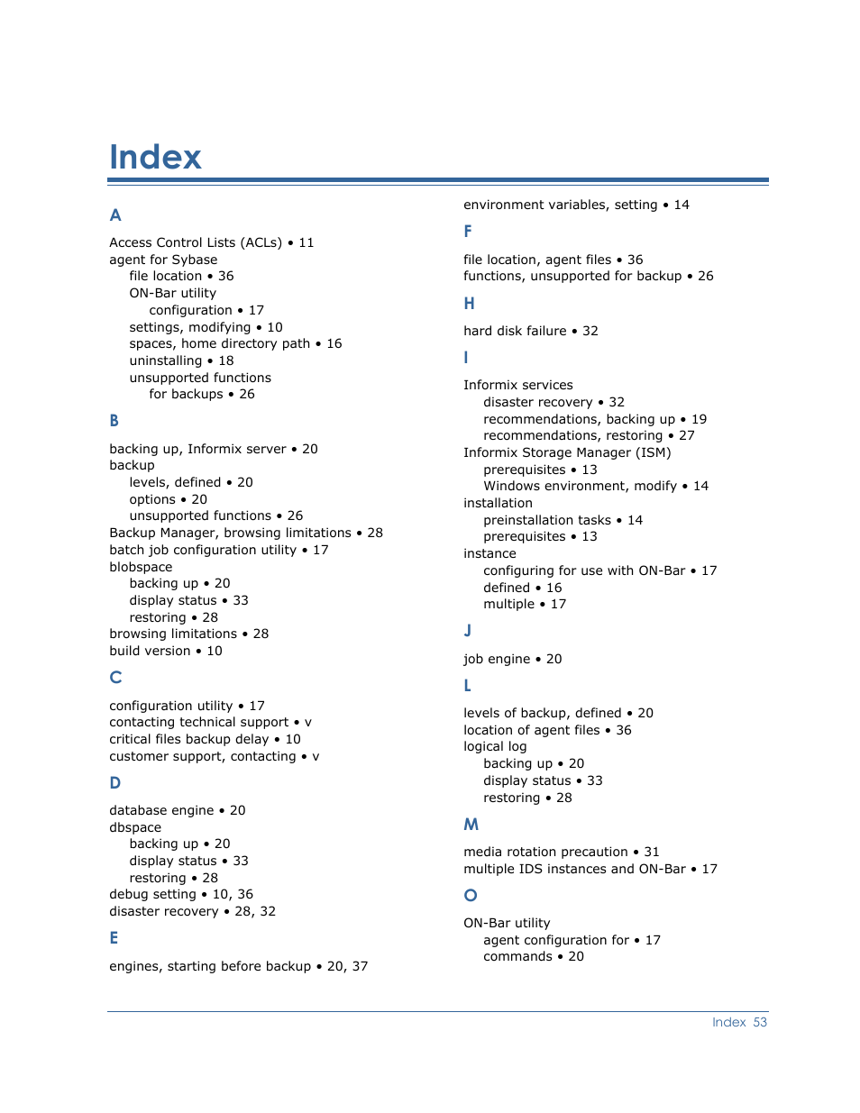 Index | CA Technologies Agent for IBM R12.5 User Manual | Page 53 / 54