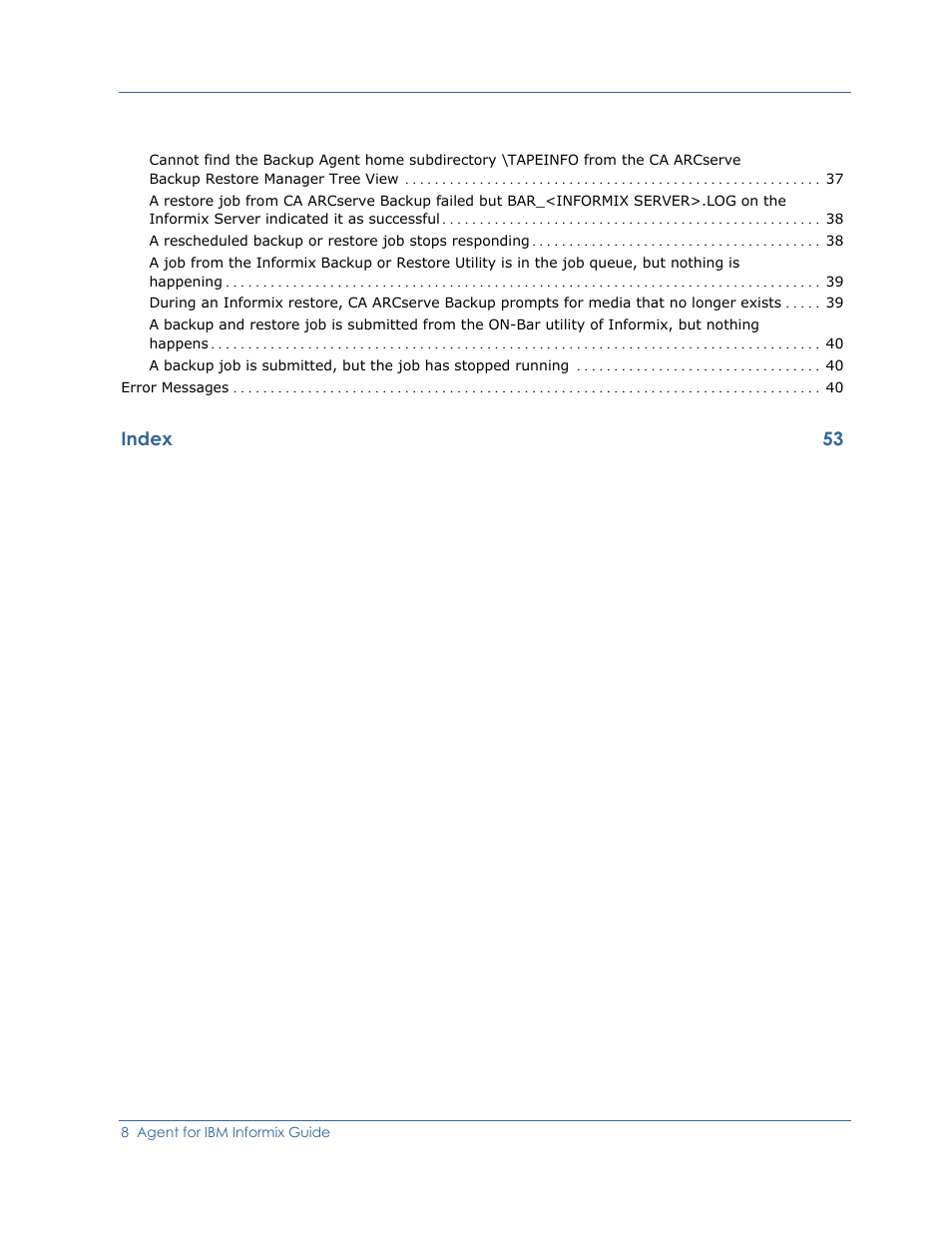 Index 53 | CA Technologies Agent for IBM R12.5 User Manual | Page 8 / 54