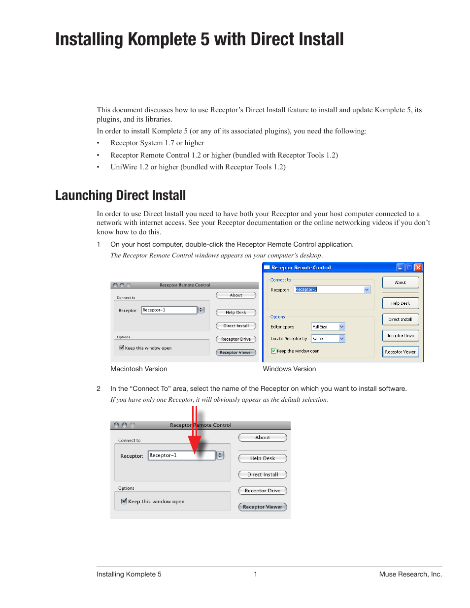 Muse Research Direct Install - Installing Komplete 5 User Manual | 32 pages