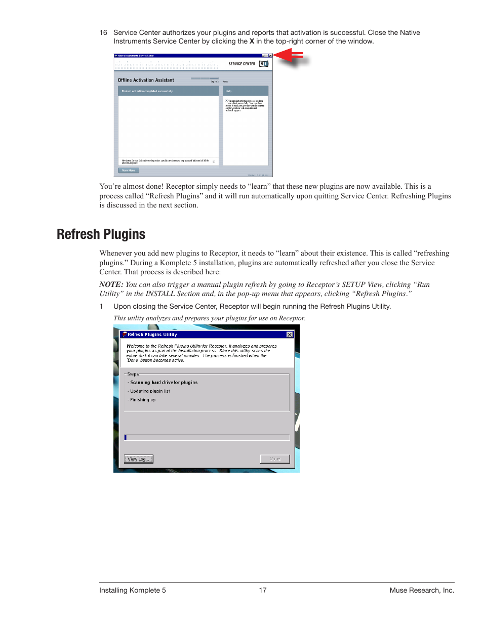 Refresh plugins | Muse Research Direct Install - Installing Komplete 5 User Manual | Page 17 / 32