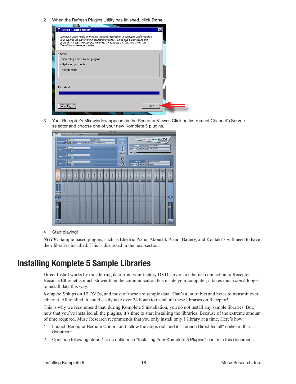 Installing komplete 5 sample libraries | Muse Research Direct Install - Installing Komplete 5 User Manual | Page 18 / 32