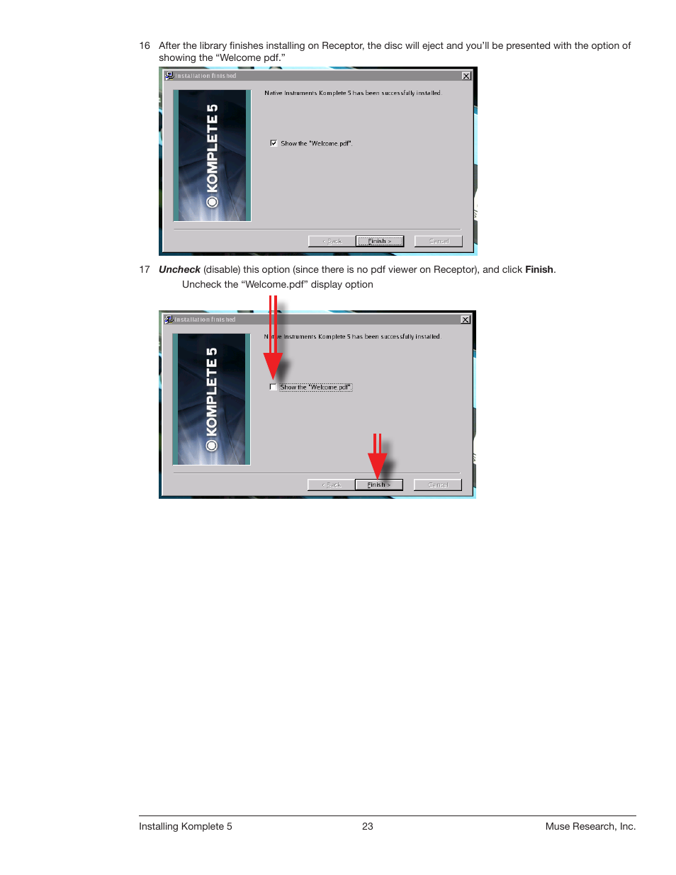 Muse Research Direct Install - Installing Komplete 5 User Manual | Page 23 / 32