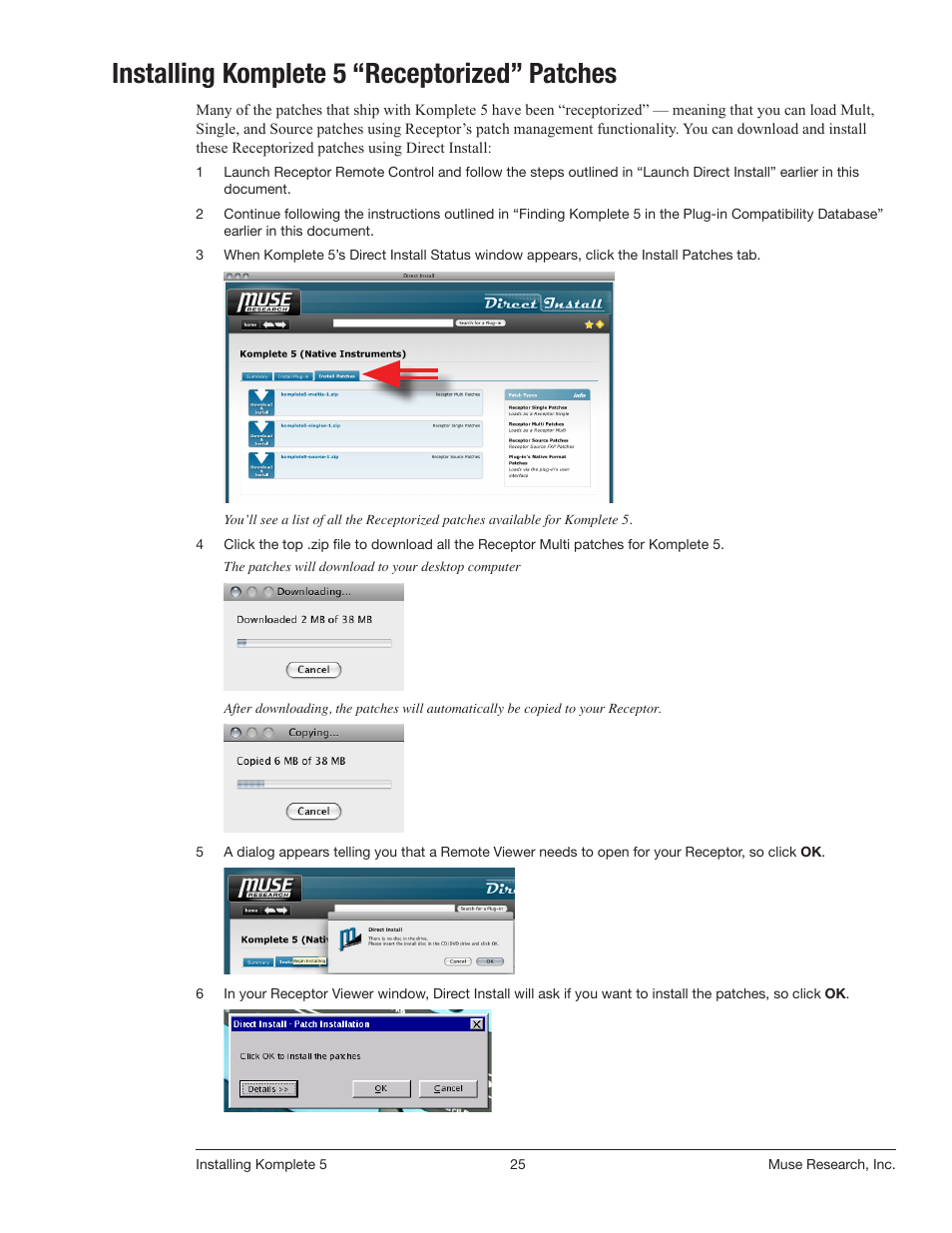 Installing komplete 5 “receptorized” patches | Muse Research Direct Install - Installing Komplete 5 User Manual | Page 25 / 32