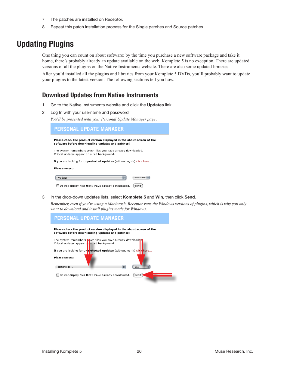 Updating plugins, Download updates from native instruments | Muse Research Direct Install - Installing Komplete 5 User Manual | Page 26 / 32