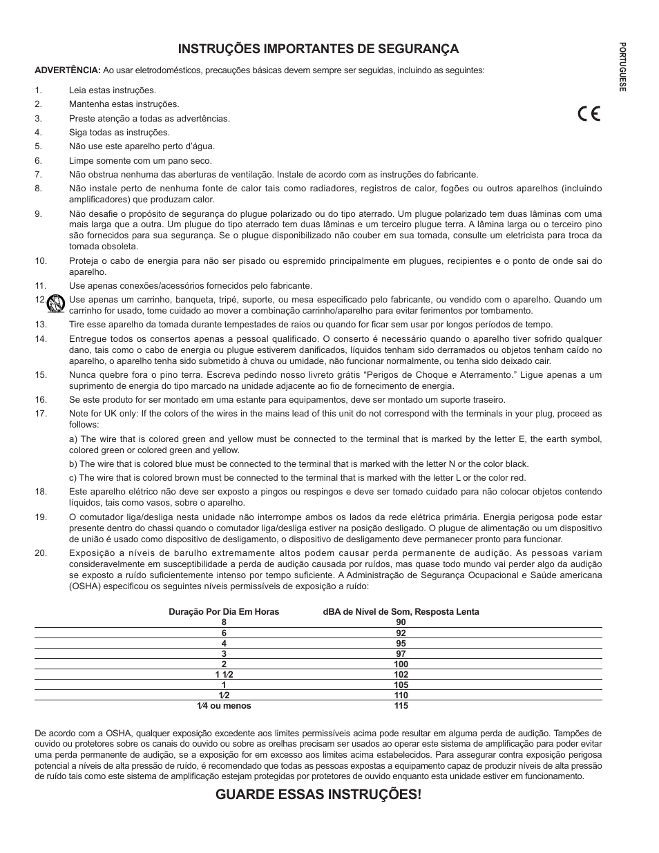 Guarde essas instruções, Instruções importantes de segurança | Muse Research Musebox manual v1.0 User Manual | Page 11 / 52