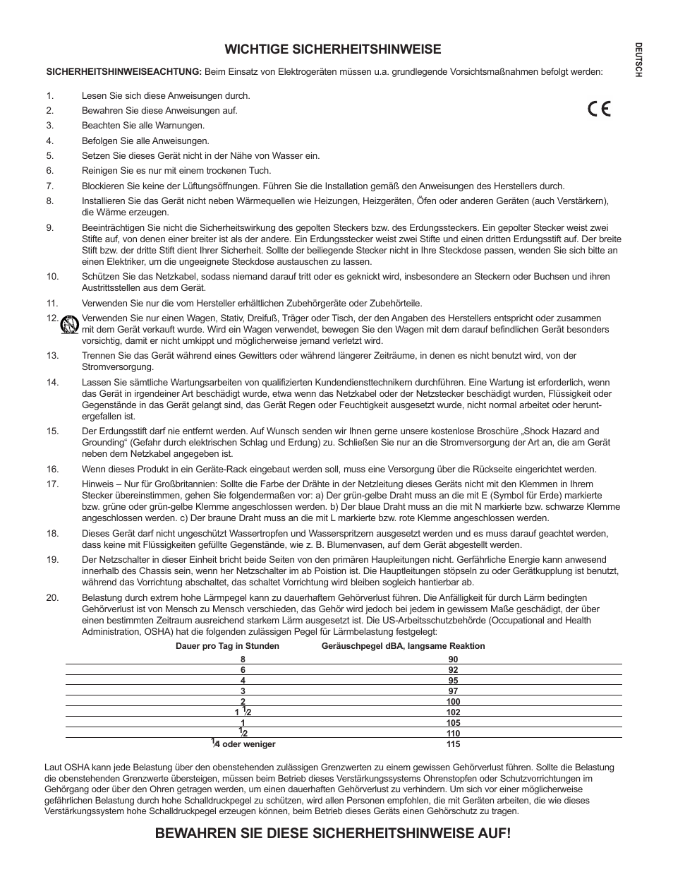 Bewahren sie diese sicherheitshinweise auf, Wichtige sicherheitshinweise | Muse Research Musebox manual v1.0 User Manual | Page 7 / 52