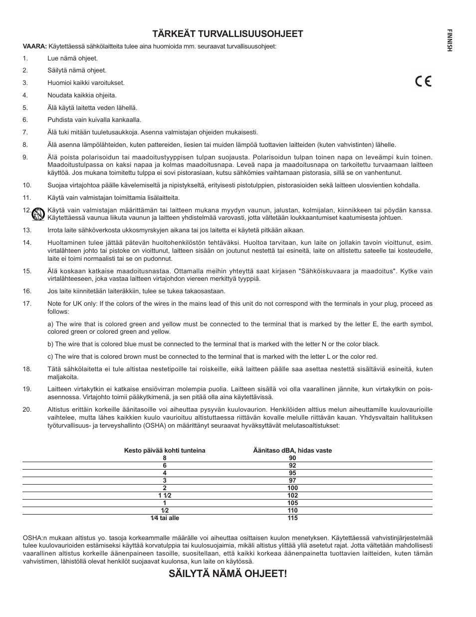 Säilytä nämä ohjeet, Tärkeät turvallisuusohjeet | Muse Research Musebox manual v1.0 User Manual | Page 8 / 52