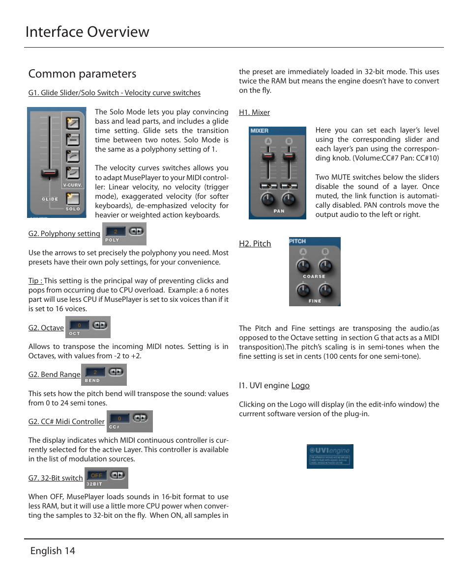 Interface overview, Common parameters, English 14 | Muse Research MusePlayer manual v1.0 User Manual | Page 14 / 24