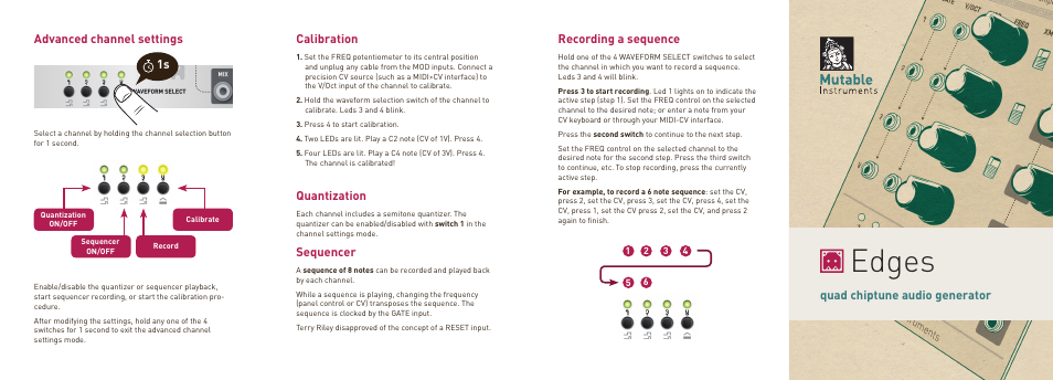 Mutable Instruments Edges User Manual | 2 pages