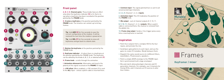 Mutable Instruments Frames User Manual | 2 pages