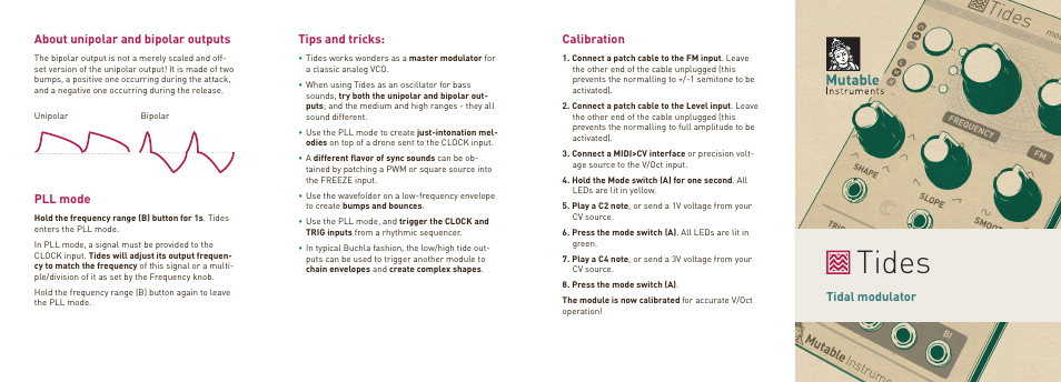 Mutable Instruments Tides User Manual | 2 pages