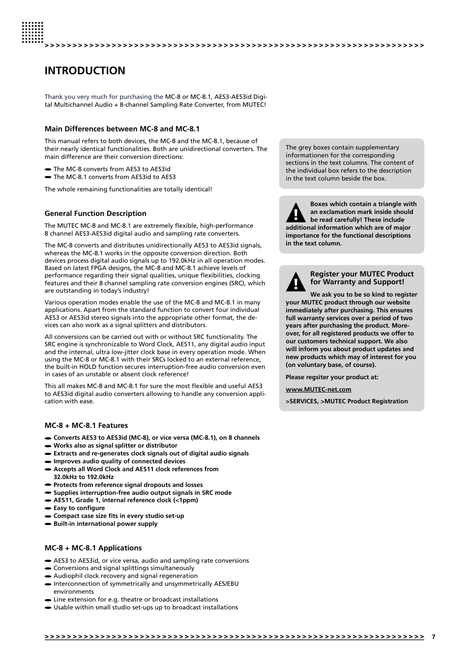Introduction | MUTEC MC-8.1 User Manual | Page 7 / 22