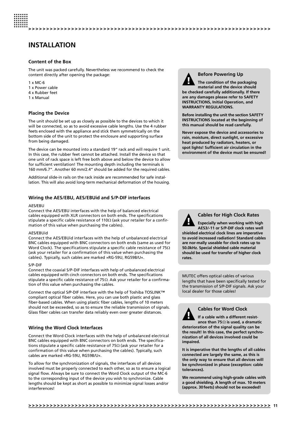 Installation | MUTEC MC-6 User Manual | Page 11 / 26