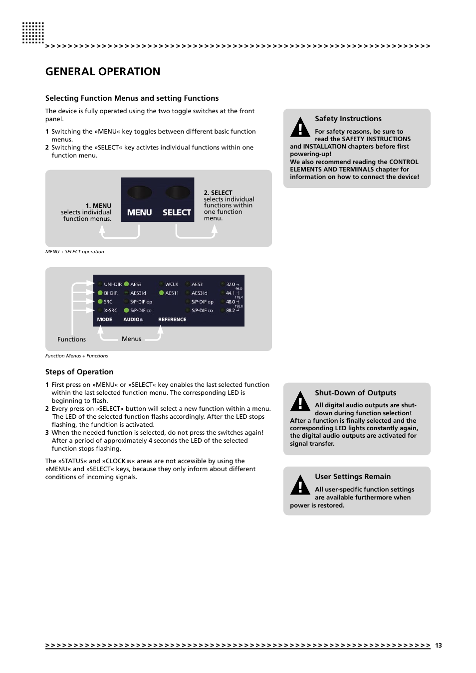 General operation | MUTEC MC-6 User Manual | Page 13 / 26