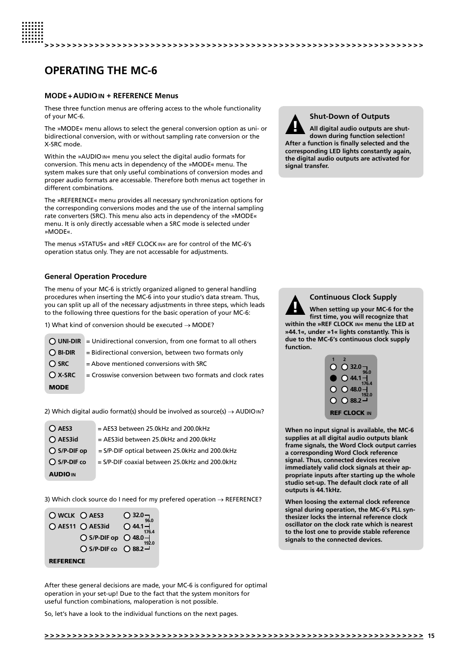 Operating the mc-6 | MUTEC MC-6 User Manual | Page 15 / 26