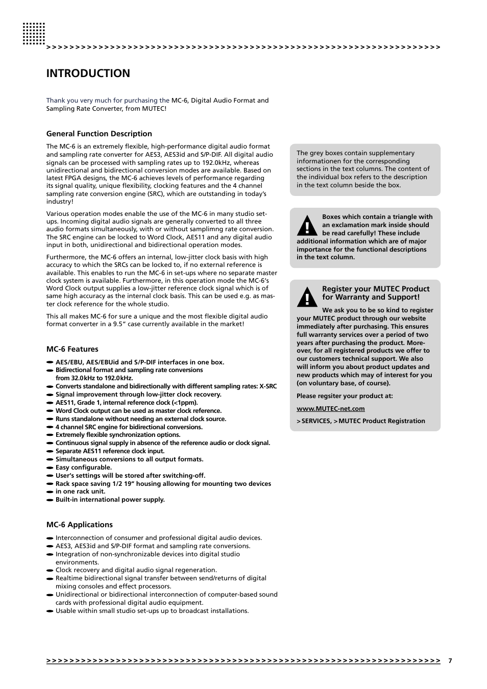 Introduction | MUTEC MC-6 User Manual | Page 7 / 26