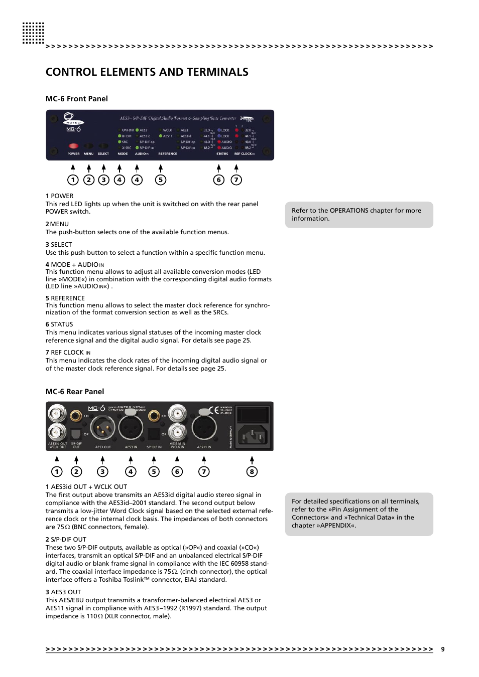 Control elements and terminals | MUTEC MC-6 User Manual | Page 9 / 26