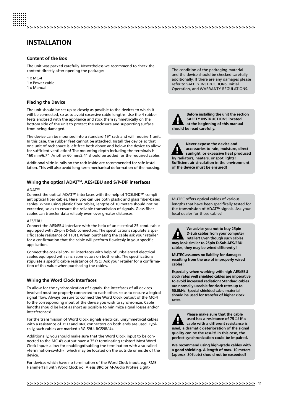 Installation | MUTEC MC-4 User Manual | Page 11 / 26