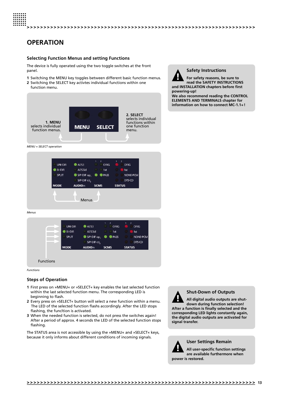 Operation | MUTEC MC-1.1+ User Manual | Page 13 / 22