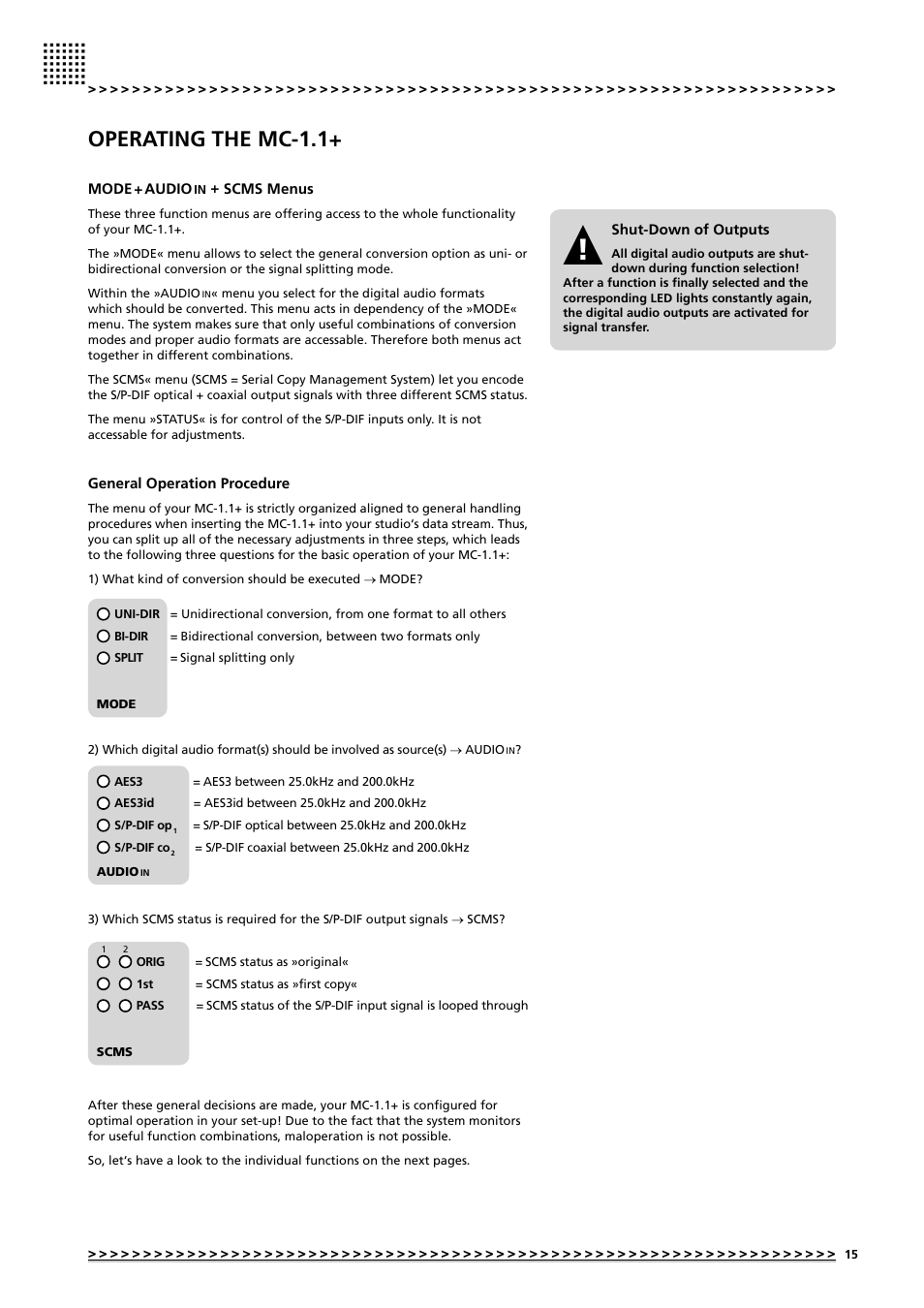 Operating the mc-1.1 | MUTEC MC-1.1+ User Manual | Page 15 / 22