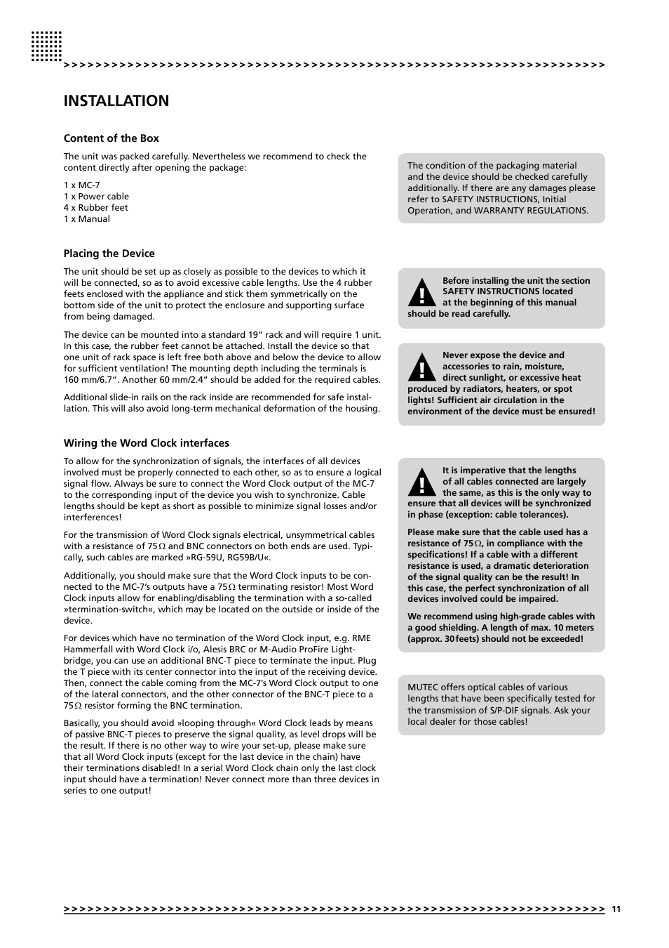 Installation | MUTEC MC-7 User Manual | Page 11 / 28