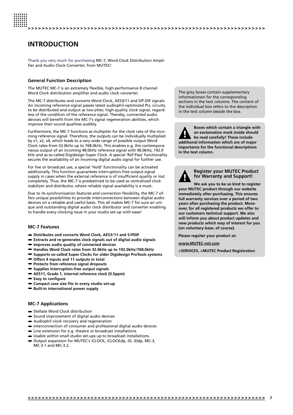 Introduction | MUTEC MC-7 User Manual | Page 7 / 28