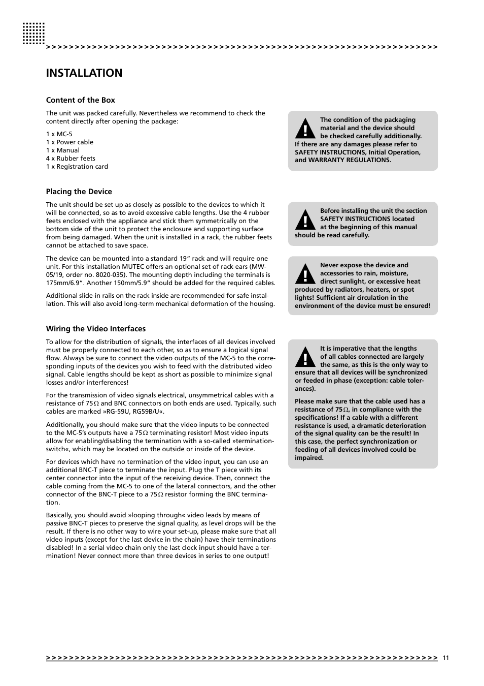 Installation | MUTEC MC-5 User Manual | Page 11 / 18