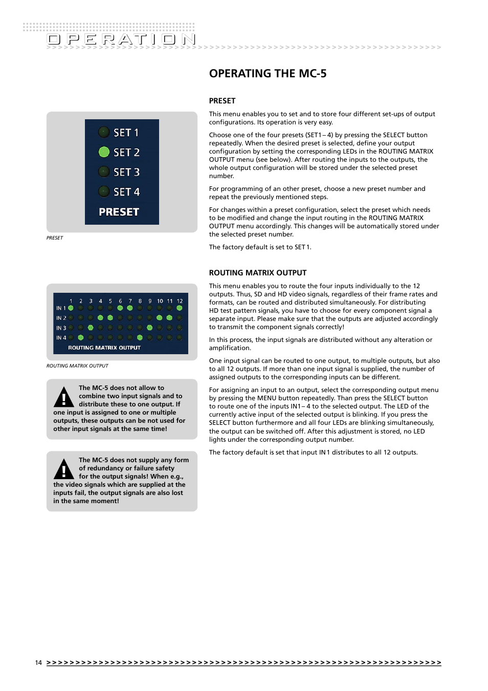 O p e rat i o n, Operating the mc-5 | MUTEC MC-5 User Manual | Page 14 / 18