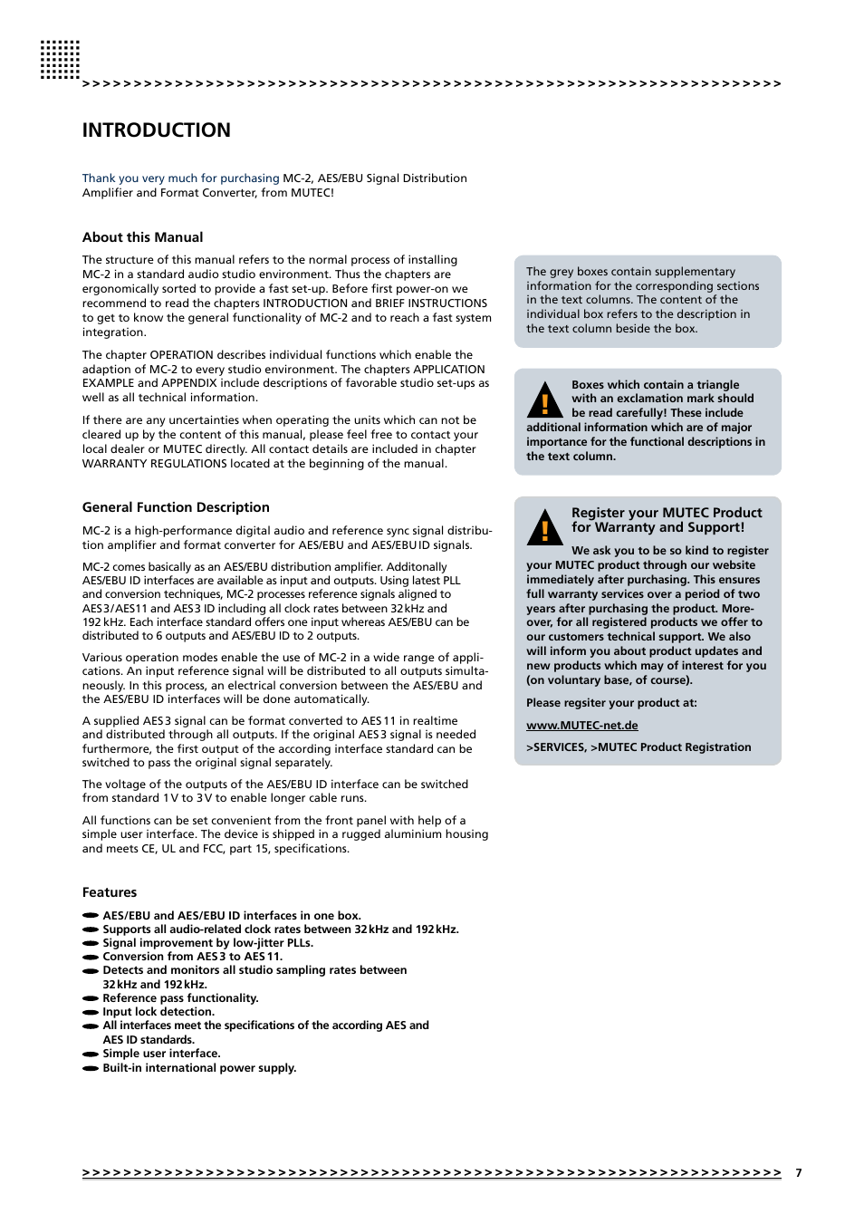 Introduction | MUTEC MC-2 User Manual | Page 7 / 20