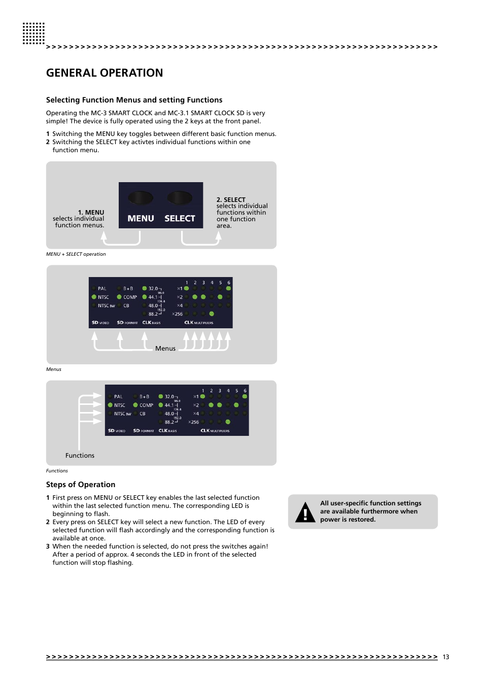 General operation | MUTEC MC-3.1 Smart Clock User Manual | Page 13 / 20