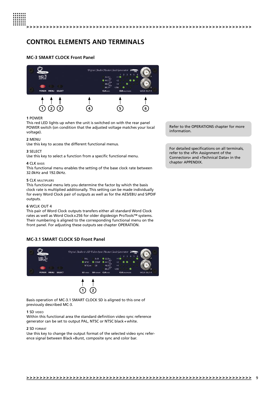 Control elements and terminals | MUTEC MC-3.1 Smart Clock User Manual | Page 9 / 20