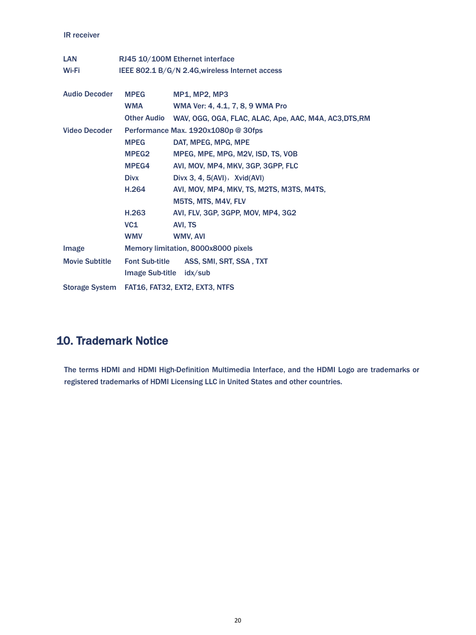 Trademark notice | MyGica ATV1200 User Manual | Page 22 / 24