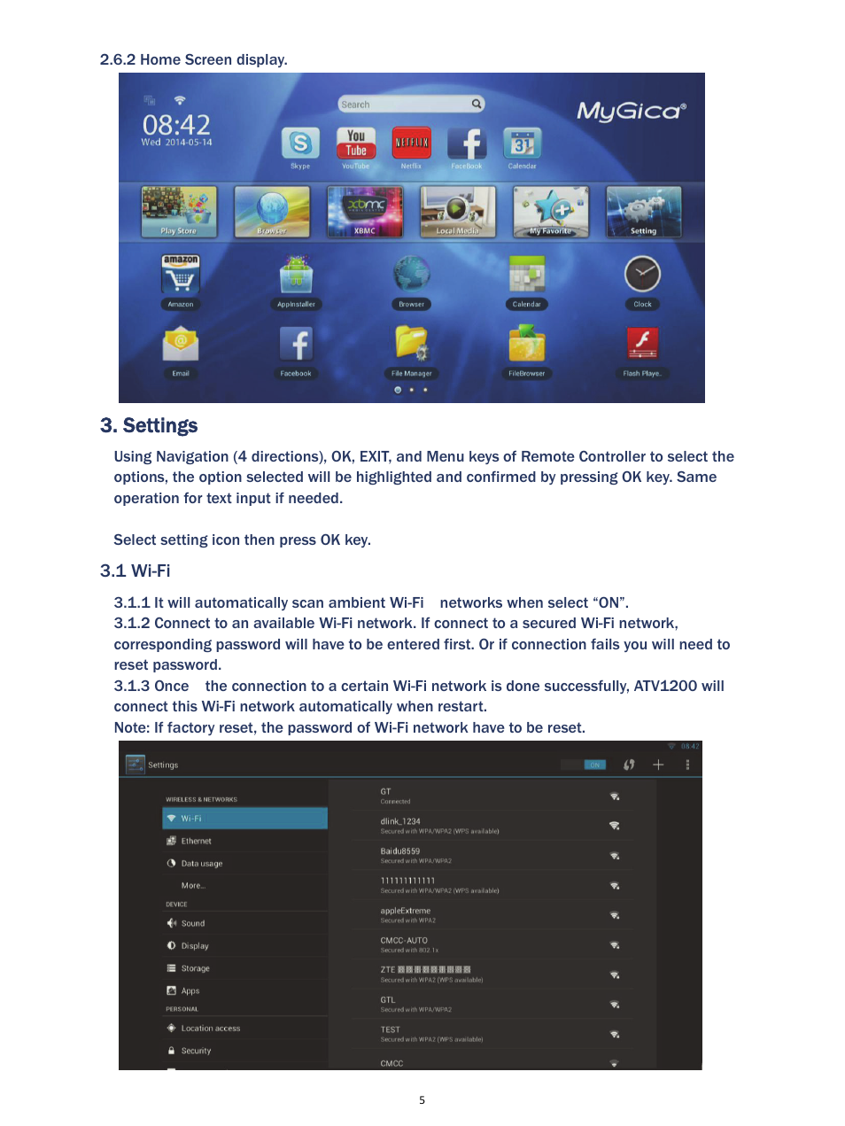 Settings | MyGica ATV1200 User Manual | Page 7 / 24