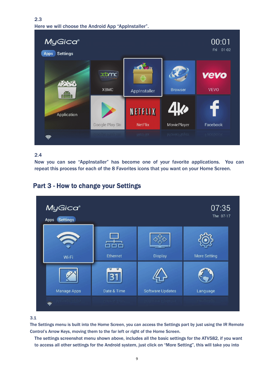 Part 3 - how to change your settings | MyGica ATV582 User Manual | Page 10 / 15