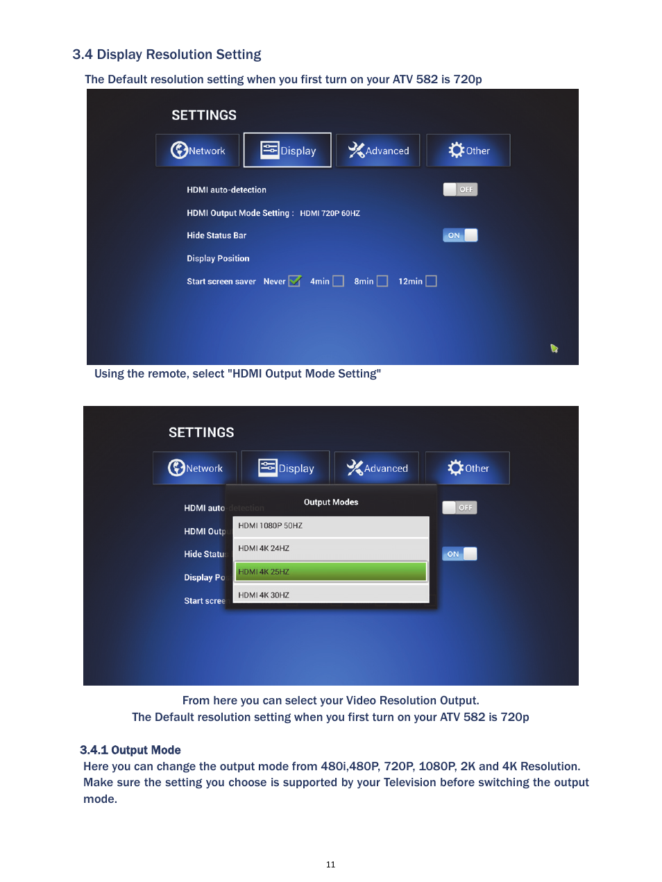 4 display resolution setting | MyGica ATV582 User Manual | Page 12 / 15