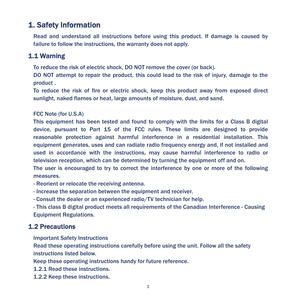 Safety information | MyGica ATV400 User Manual | Page 3 / 36