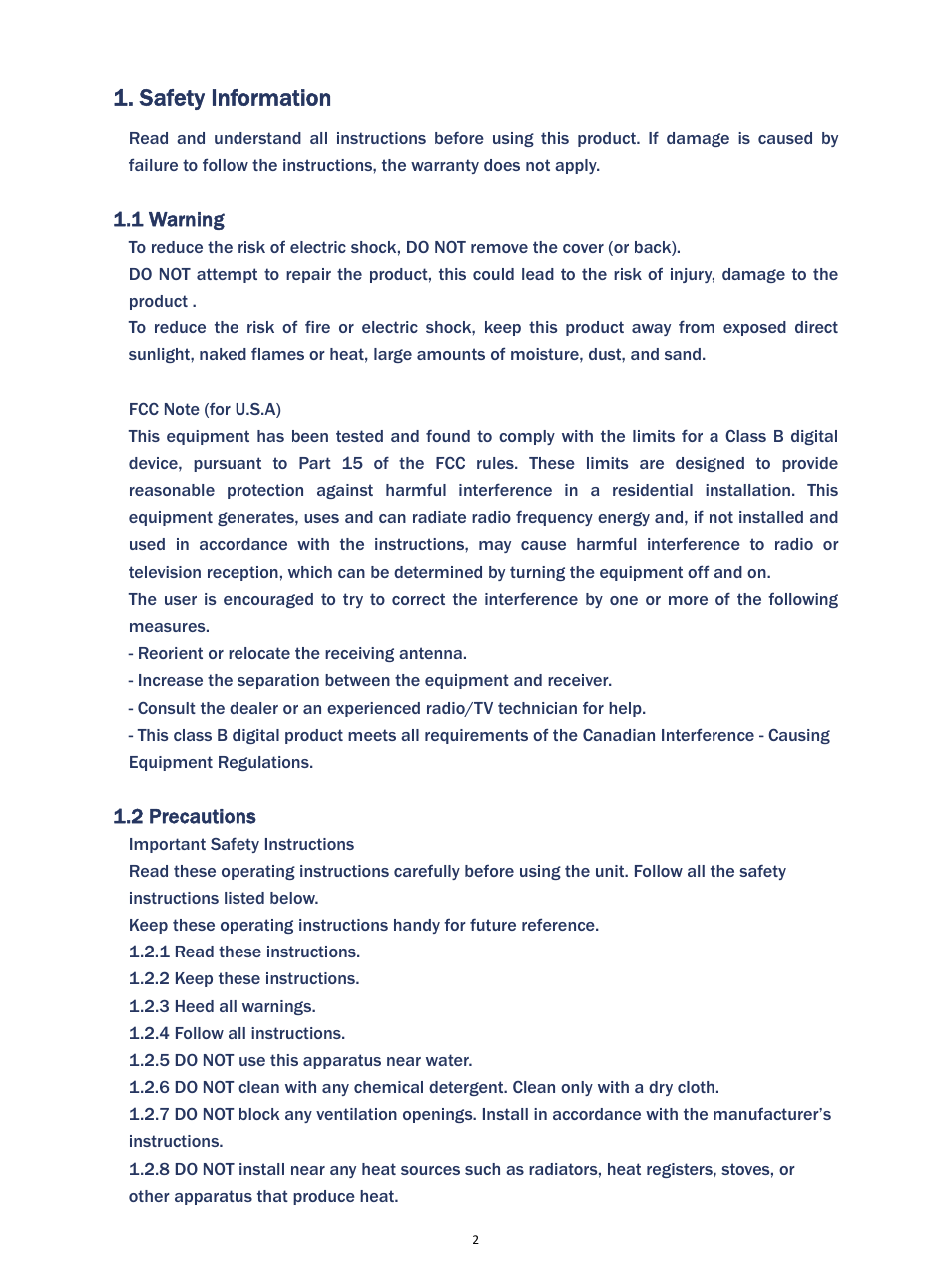Safety information | MyGica ATV520E User Manual | Page 2 / 24