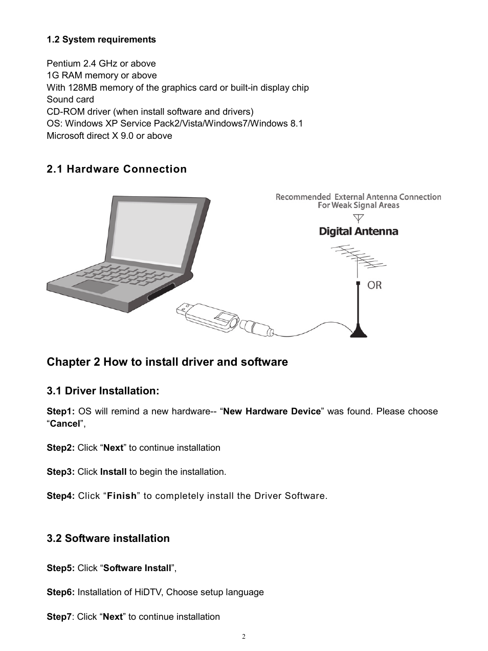 Chapter 2 how to install driver and software | MyGica T230 User Manual | Page 2 / 6