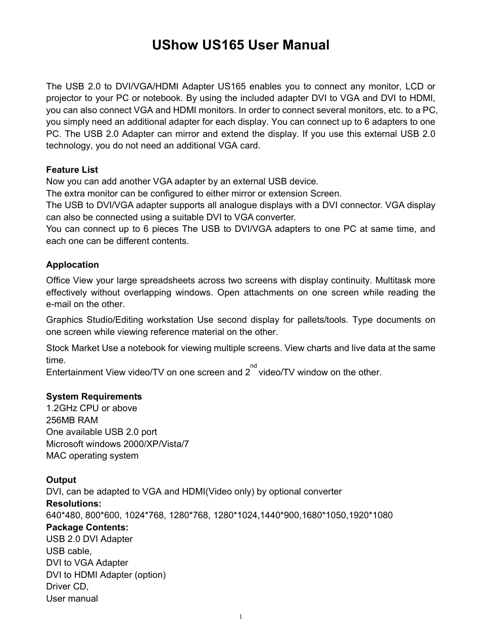 MyGica US165 User Manual | 5 pages
