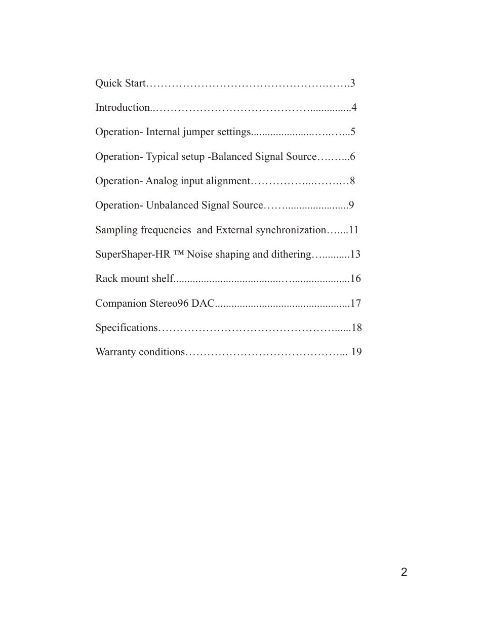 Mytek Digital Stereo 96 ADC (VER.7/sep 2010) User Manual | Page 3 / 20