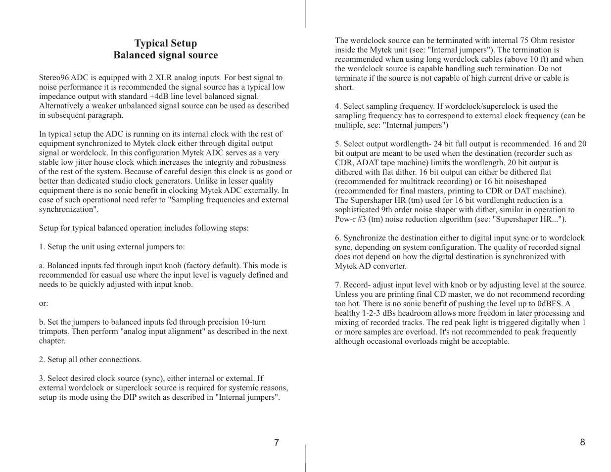 Mytek Digital Stereo 96 ADC (VER.5/2005) User Manual | Page 5 / 11