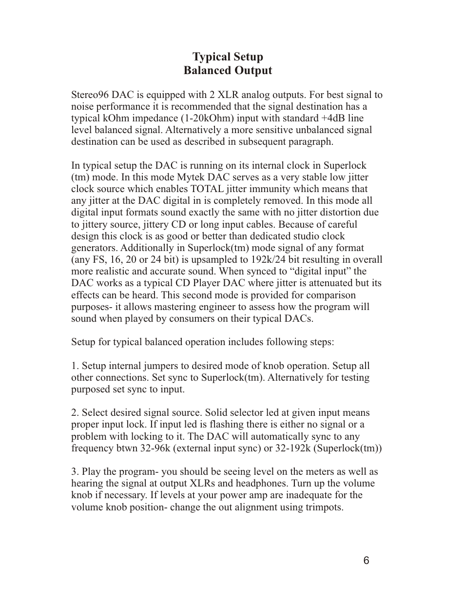 Mytek Digital Stereo 96 DAC (VER.8/sep 2010) User Manual | Page 7 / 14