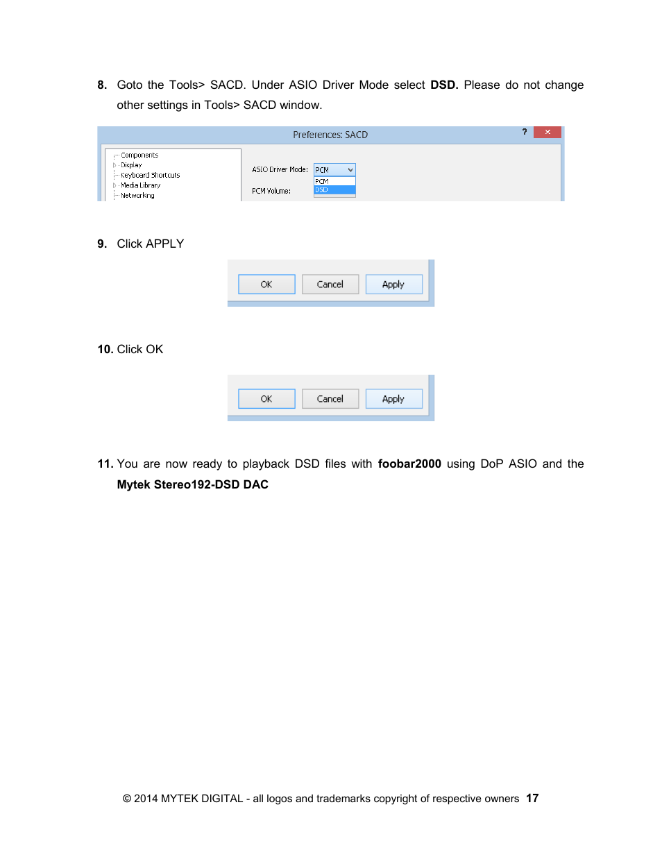 Mytek Digital Stereo 192- DSD DAC Software (v.2) User Manual | Page 17 / 78