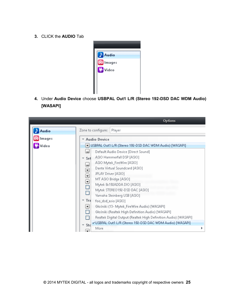 Mytek Digital Stereo 192- DSD DAC Software (v.2) User Manual | Page 25 / 78