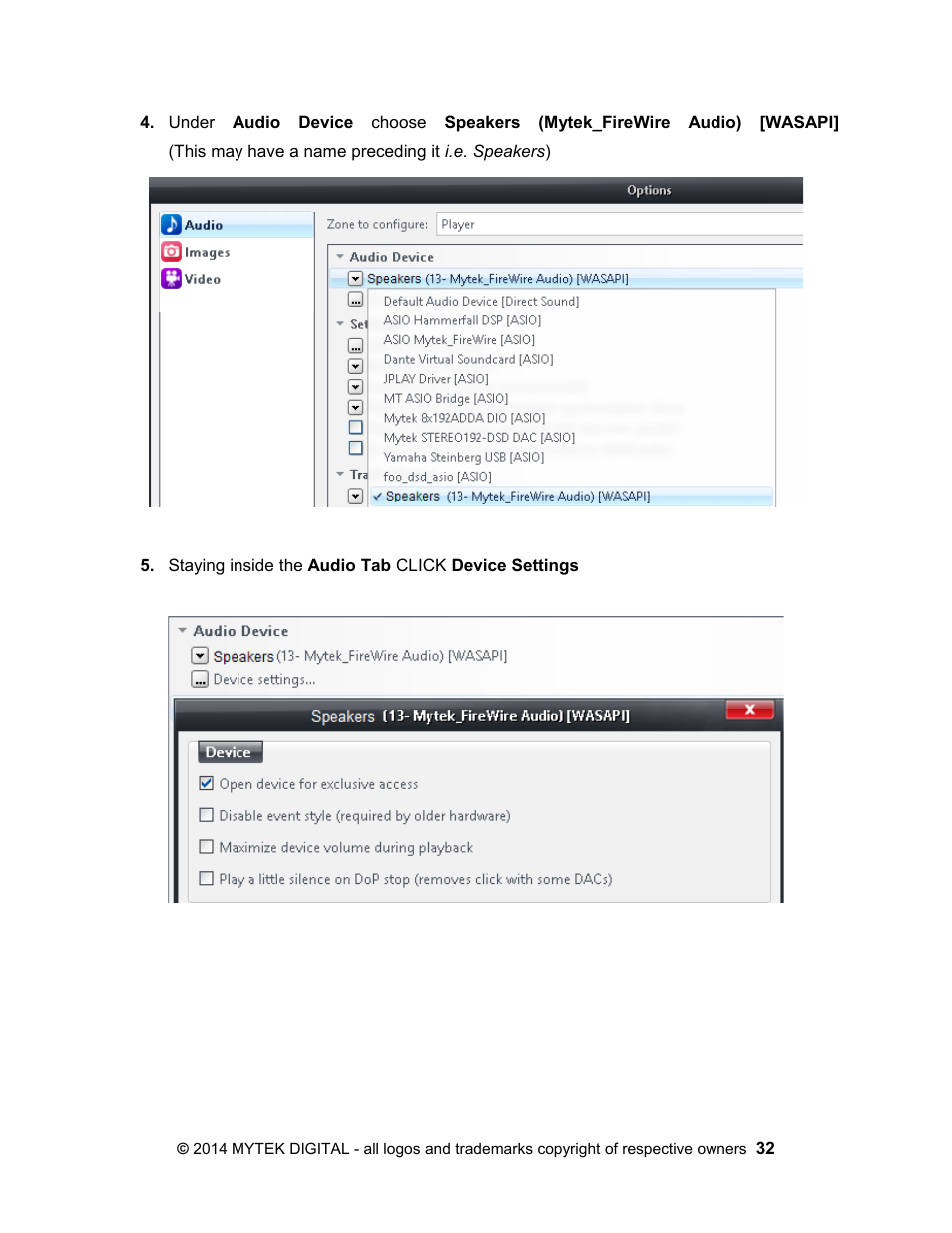 Mytek Digital Stereo 192- DSD DAC Software (v.2) User Manual | Page 32 / 78