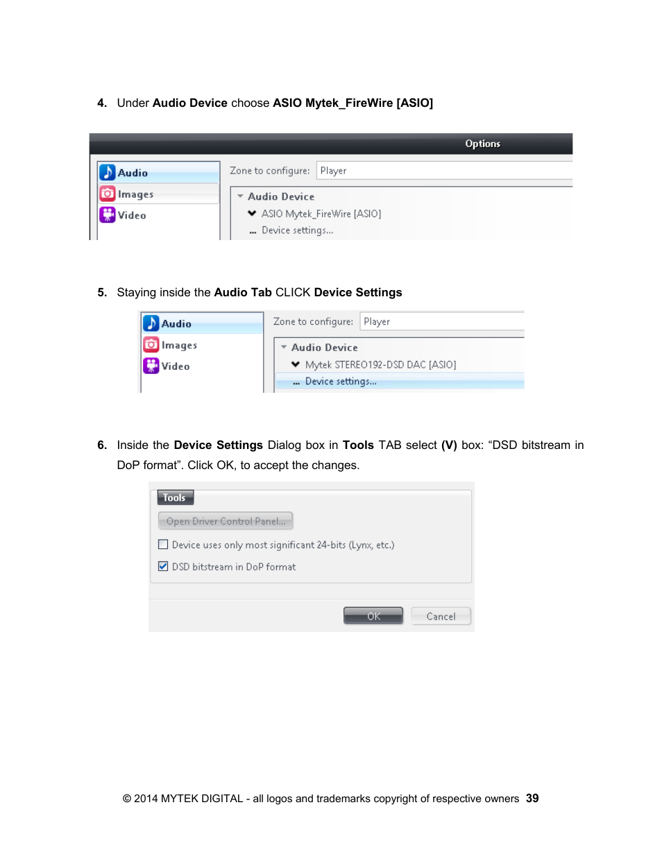 Mytek Digital Stereo 192- DSD DAC Software (v.2) User Manual | Page 39 / 78