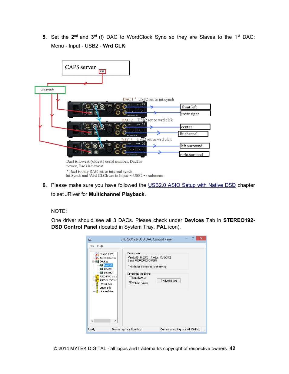 Note | Mytek Digital Stereo 192- DSD DAC Software (v.2) User Manual | Page 42 / 78